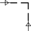 Условное обозначение - кабельная линия электропередачи (линия горизонтально-вертикальная).