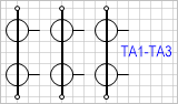 Условное обозначение - 3 трансформатора тока с двумя вторичными обмотками, форма 2.