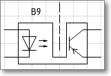 Условное графическое обозначение. Трафарет Visio - оптрон, с прорезью для светового барьера.
