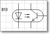 Условное графическое обозначение. Трафарет Visio - оптрон транзисторный с выводом от базы.