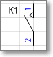 Условное обозначение контакта Фигура Visio - контакт с самовозвратом, замыкающий.