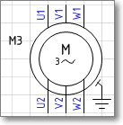 Условное обозначение электрической машины. Фигура Visio - двигатель асинхронный трехфазный с фазным ротором, корпус заземлен.