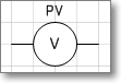 Условное графическое обозначение. Трафарет Visio - прибор электроизмерительный показывающий, вольметр.