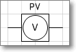 Условное графическое обозначение. Трафарет Visio - прибор электроизмерительный комбинированный (показывающий и регистрирующий), вольметр.
